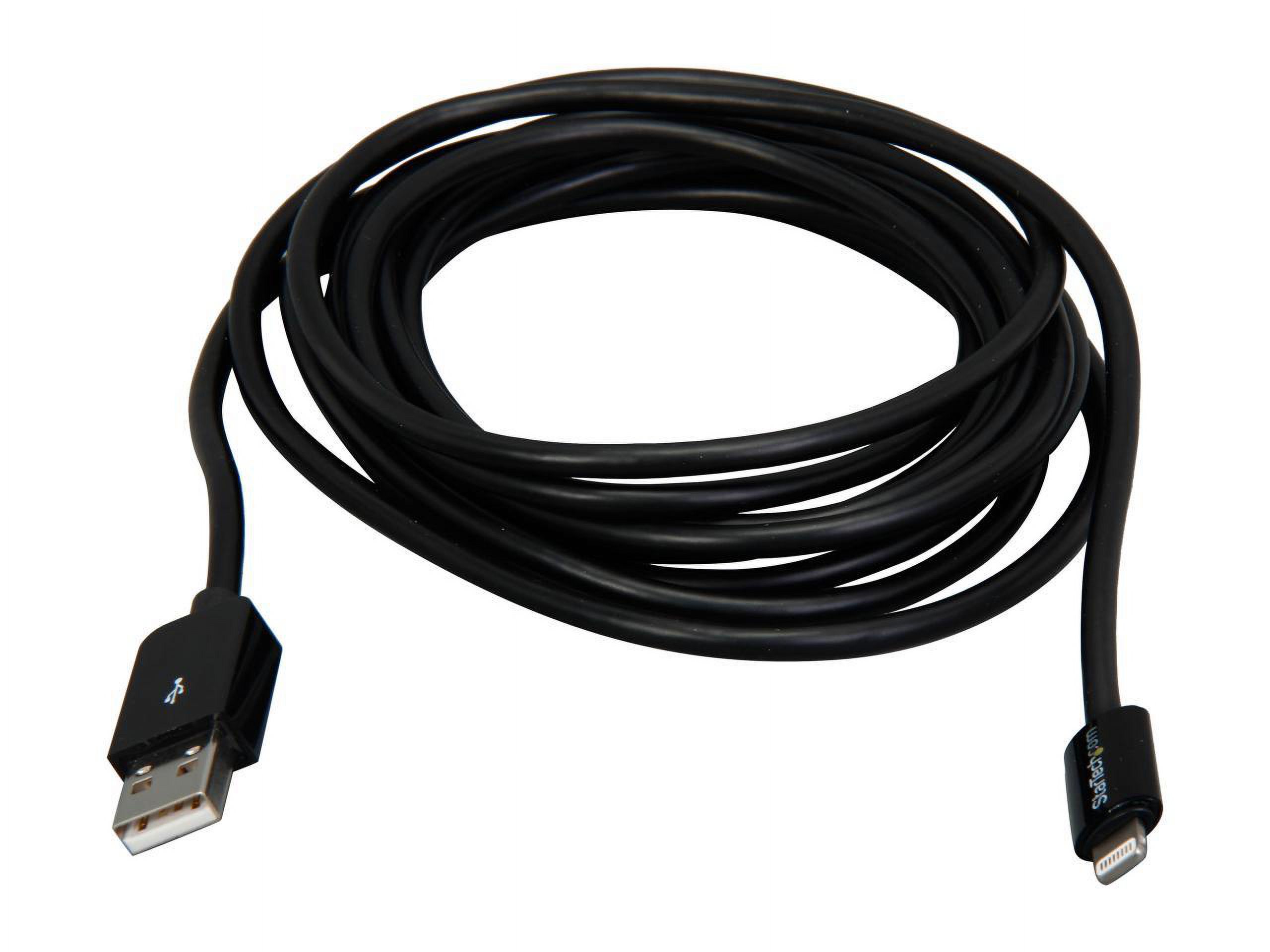 StarTech.com USBLT3MB Black 3m (10ft) Long Black Apple 8-pin Lightning Connector to USB Cable for iPhone / iPod / iPad - image 2 of 3