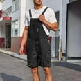 thumbnail image 2 of DeHolifer Mens Denim Shorts Bib Overall Jean Romper Hole Out Casual Loose Walkshort Button Pockets Summer Jumpersuit Dark Gray M, 2 of 7