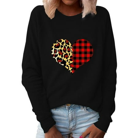

Women s Valentine Heart Graphic Tshirt O Neck Loose Sweater Long Sleeve Casual Blouse Top Corset Tops Ladies Sexy Fall Winter Going Out Y2k Tunic Tees Blouses Adult Tops for Women Pleasure