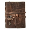 thumbnail image 4 of Handmade Leather Journal 8 x 6 Inch – Lined Deckle Edge Paper Writing Notebook with Vintage Key, Gift for Men and Women, 4 of 9