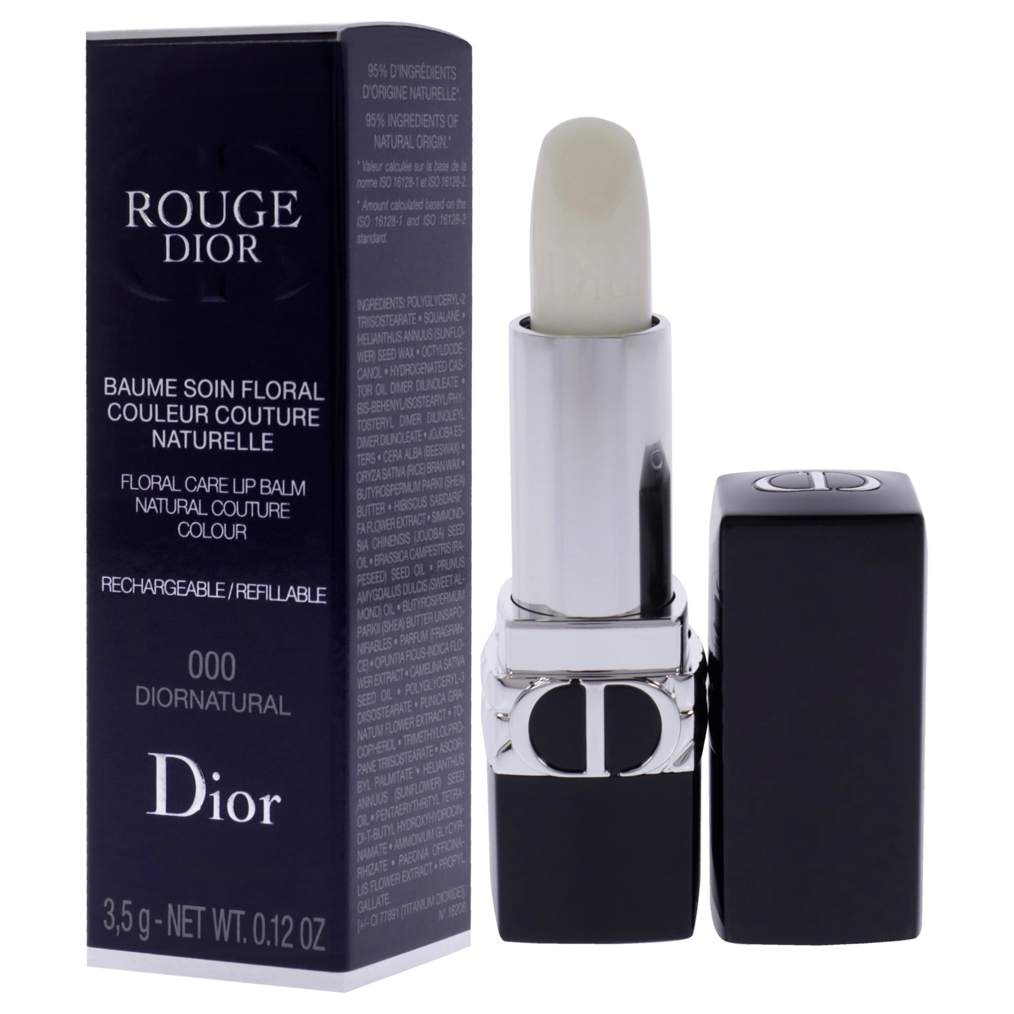 Christian Dior Rouge Dior Floral Care Lip Balm Satin - 000 Diornatural , 0.12 oz Lip Balm (Refillable)