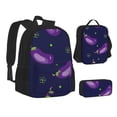 thumbnail image 2 of Naloa Eggplant Print Large Capacity Backpack Lunch Bag Pencil Case Combination 3 Piece Set for Student, 2 of 8