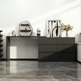 thumbnail image 3 of FUFU&GAGA 32.7"H Rotating Dresser and Desk 6 Drawer Dresser Makeup Vanity White/Black Black, 3 of 5