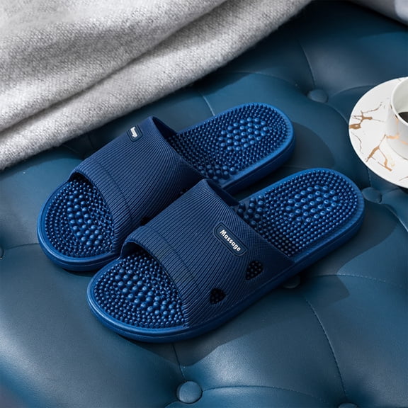 Willtoo Mens Massage Shower Shoes Open Toe Non Slip Slides Cozy Waterproof Slip on Sandals Lightweight Platform House Slippers