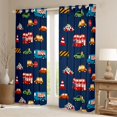 thumbnail image 2 of Manfei Cute Race Car Kitchen Curtains,Road Signs Print Black Out Curtains Pack of 2 (42x63 Each),Navy Blue, 2 of 7