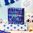 thumbnail image 3 of HOMERALBlue Birthday Wrapping Paper Roll - Colorful Happy Birthday Letters with Metallic Foil Shine & Stars Reversible Gift Wrap for Boys Baby Shower, Party - Mini Roll - 17 Inch x 33Feet, 3 of 6