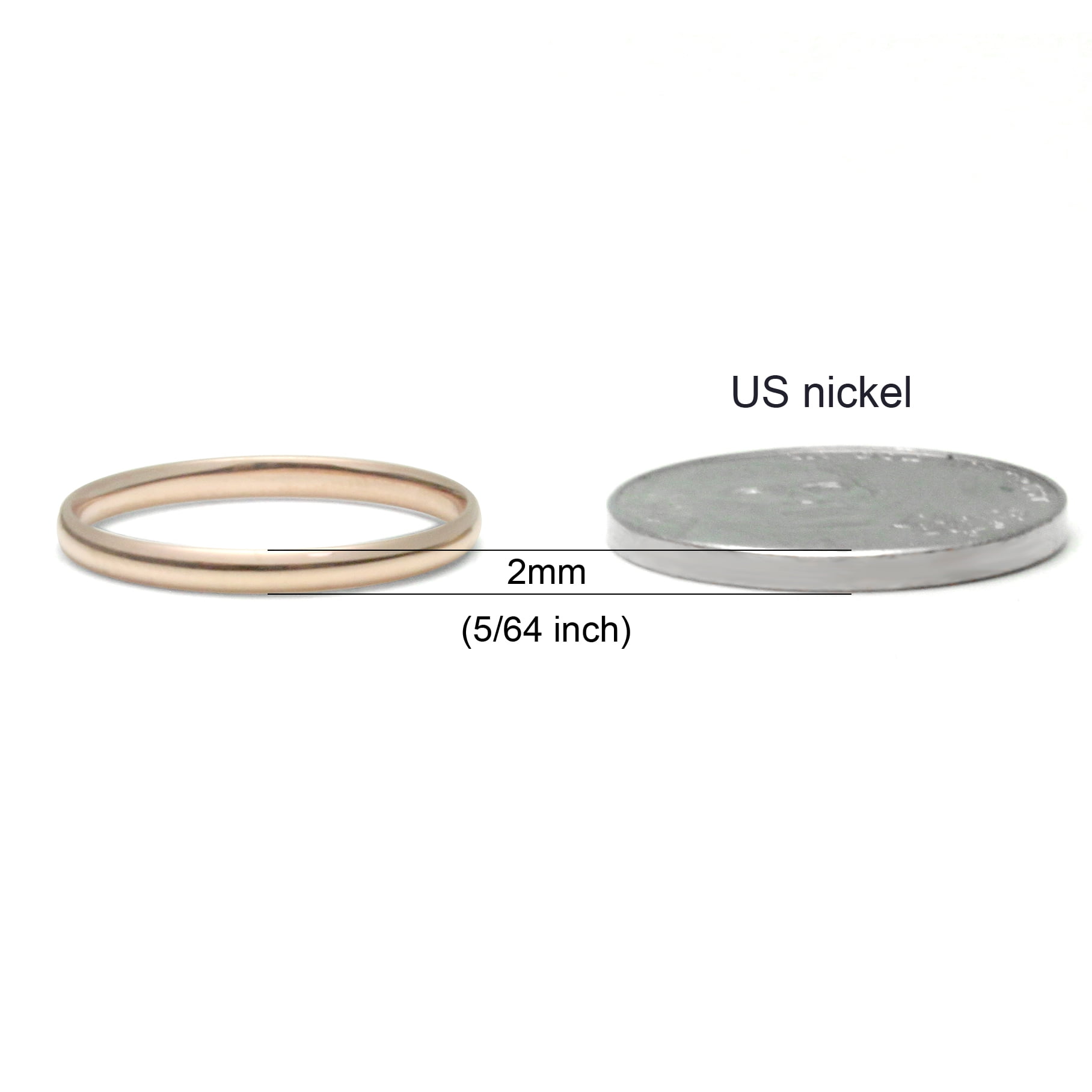 Sz 7.5 Solid 10K Rose Gold 2MM Round Dome Comfort Fit Wedding Band Ring