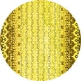 thumbnail image 1 of Ahgly Company Machine Washable Indoor Round Abstract Yellow Contemporary Area Rugs, 6' Round, 1 of 4