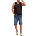 thumbnail image 2 of INSPIRE CHIC Men's Hollow Mesh Sleeveless Round Neck Club Knitted Sheer Vest M Black, 2 of 5