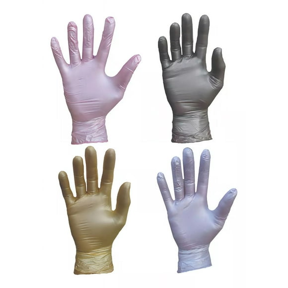 Guantes De Nitrilo Metálicos Uniseal Texturizado Sin Polvo Color Rosa Claro Talla G