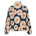 thumbnail image 6 of Jackets for Women Winter Coat Jackets Flannel Stand Collar Jacket(Orange Dandelions Navy Blue Background,Size:S-4XL), 6 of 7