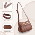 thumbnail image 6 of Crossbody Bags for Women, Leather Cross body Travel Purse with Adjustable Strap, Women's Shoulder Handbag with Multi Zipper Pocket for Gift, Brown, 6 of 9