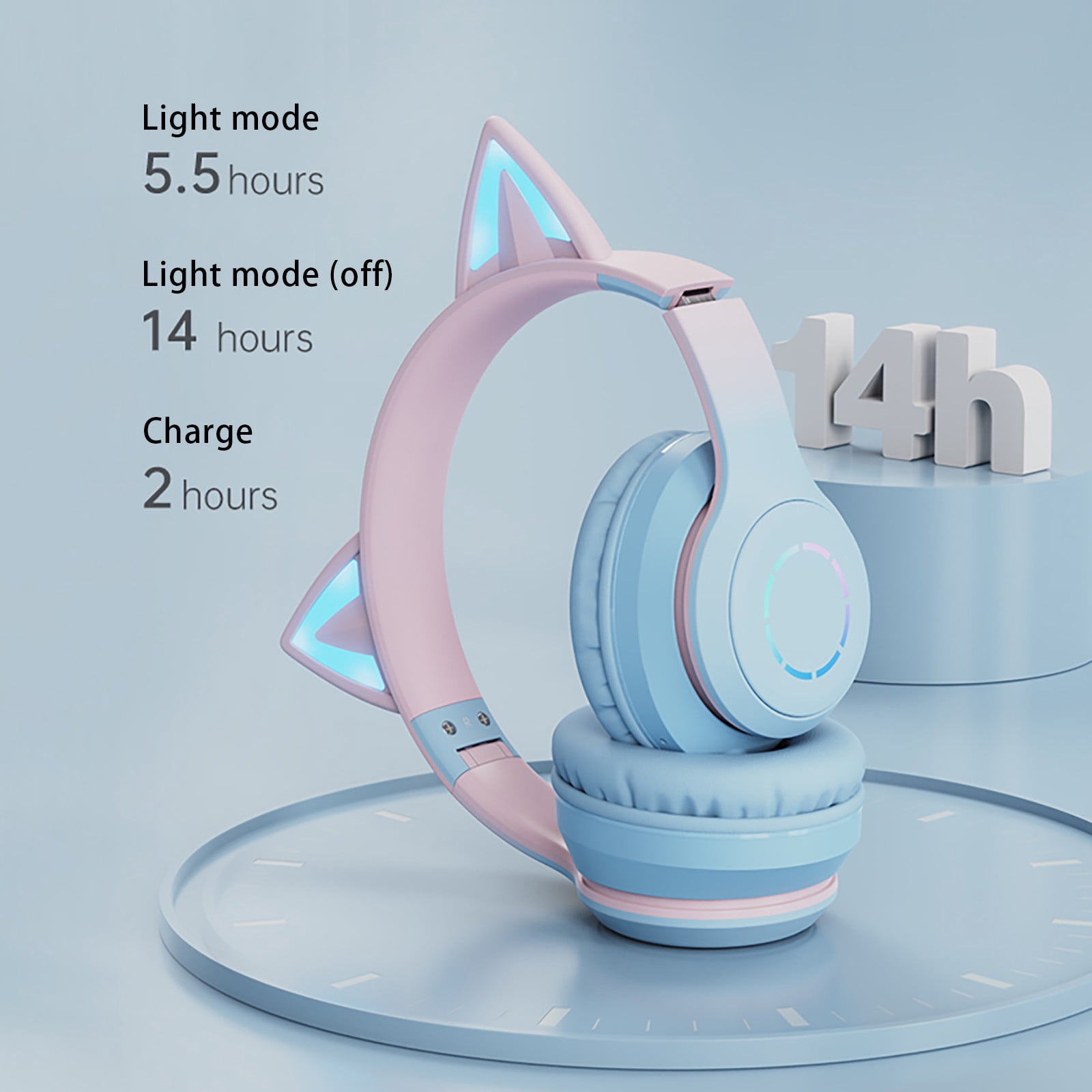 Wireless Bluetooth On-Ear Headphones, ios & Android Compatible, Up to 50 Hours of Battery Life,Blue