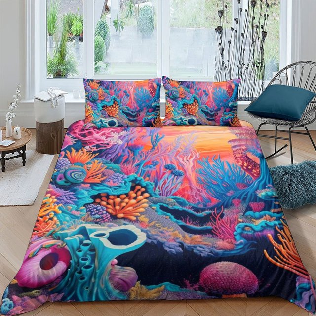 Ensembles de Literie Design Maison Strange Creatures Housse de Couette Imprimée pour Garçons Filles, Full (80"x90 Pouces)