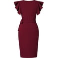 thumbnail image 3 of Oten Women's Dress Ruffle Sleeve Mid Dress Casual Cocktail Party Work Dress Slim Dress, 3 of 4
