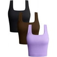thumbnail image 1 of SURJDE Women's 3 Piece Tank Tops Ribbed Seamless Workout Exercise Shirts Yoga Crop Tops, 1 of 5