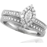 1/2Carat Marquise-Shaped Bridal Set in 10kt