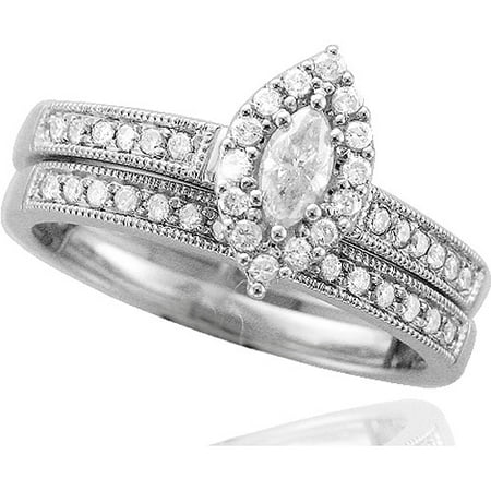1/2Carat Marquise-Shaped Bridal Set in 10kt