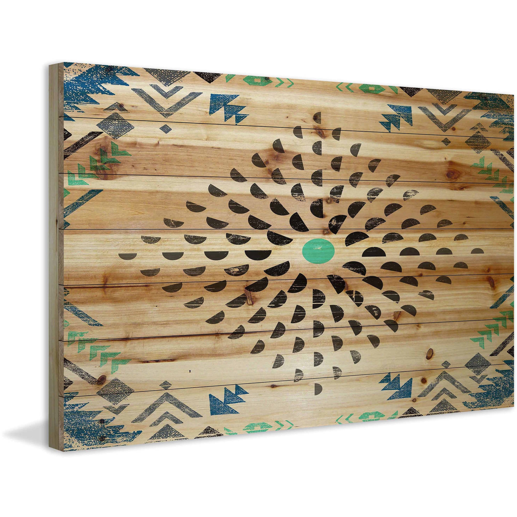 Marmont Hill - "Half Moon Shapes" Painting Art Print On Natural Pine Wood, 36.0" x 1.5"