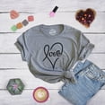 thumbnail image 4 of Womens Love Cursive Heart Design Cute Graphic Novelty Valentines Day T shirt Womens Graphic Tees, 4 of 7