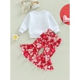 thumbnail image 4 of Suealasg Little Girls Valentine's Day Clothes 6M 1T 2T 3T 4T Kids Girls Long Sleeve Letter Print Sweatshirt  +Heart/Flower Flare Pants 2 Piece Toddler Girls Spring Valentine-themed Outfits, 4 of 9