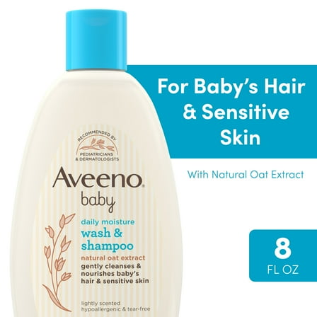 Aveeno Baby Daily Moisture Body Wash & Shampoo, Oat Extract, 8 fl. oz