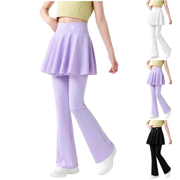 Ankola Girl's Flare Leggings with Skirts Elastic Waist Ruffle Skirt Pants