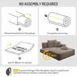 Avobird Luxury Plush Corduroy Chaise Lounge, Convertible Sofa Bed with Storage Pocket, Frameless Design, Specially Designed for Small Spaces and Apartments (Coffee Brown)