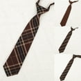 thumbnail image 5 of Brown Checkered Striped Pre-Tied Neck Tie Japanese College JK Uniform Bowtie, 5 of 21