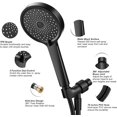 thumbnail image 3 of TRAHOO-High Pressure Handheld Shower Head with 3 Spray Modes Modern Design, Extra-Long 1.5M PVC High Pressure Shower Hose, Brass Joint Wall/Overhead Bracket- Matte Black, 3 of 4