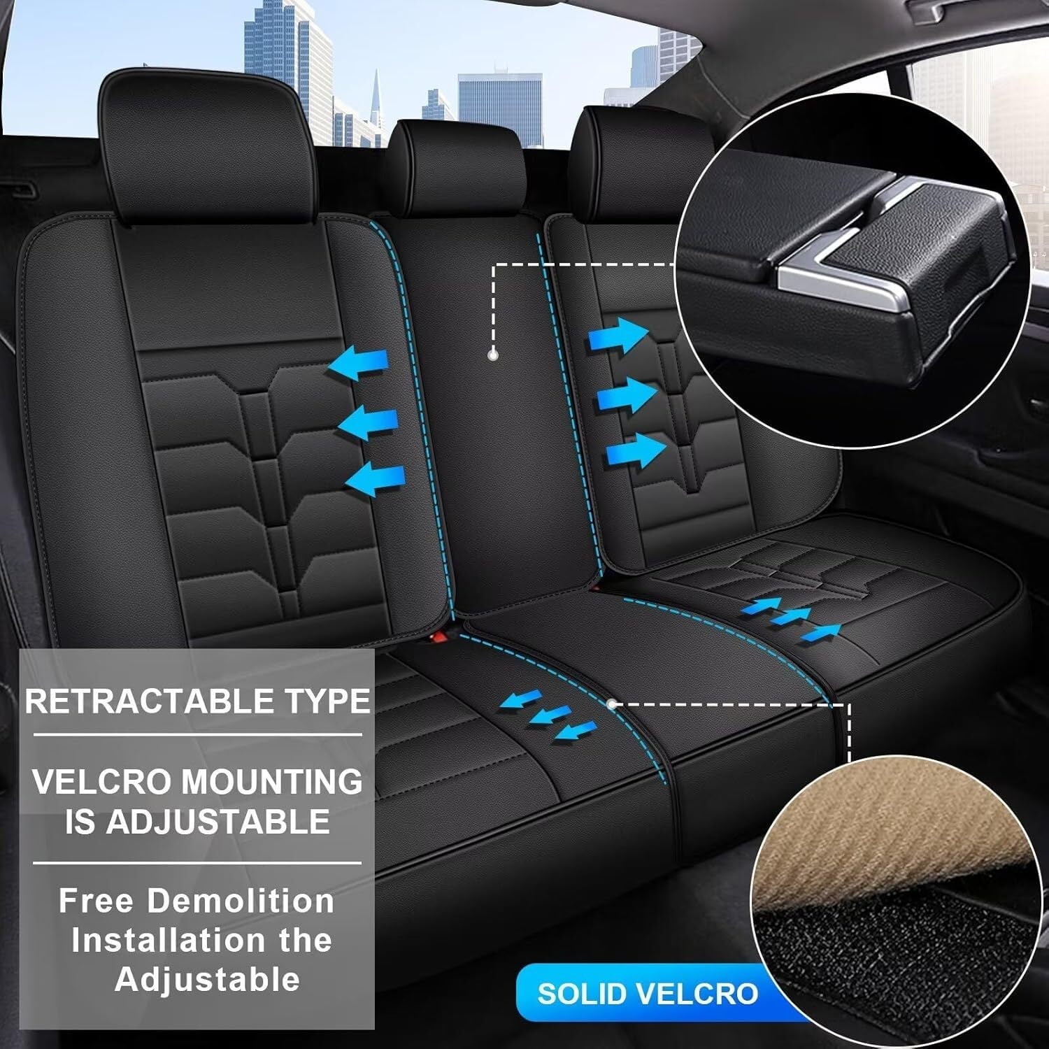 AOMSAZTO Full Set Car Seat Covers Fit fo Toyota RAV4 2007-2025 Faux Leather Seat Cover 2 Rows 5 Seats Waterproof Seat Cushion Protector (BLACK)
