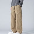 thumbnail image 2 of IhhxPro Big and Tall Men's Outdoor Cargo Pants with Elastic Waist Multi-Pockets Work Drawstring Trousers Lightweight Cotton Hiking Jogger Straight Leg Casual M-5XL, 2 of 7