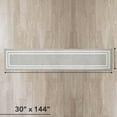 thumbnail image 3 of Washable Skid-Resistant Runner Rug, Border, Light Grey and White, 30" x 144", 3 of 9