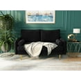 thumbnail image 3 of Koby Home's Collection Aspen Transitional Loveseat, Upholstered in Performance Velvet with Round Arms, Cushion Back, and Metal Legs, 2-Seater for Small Space, Charcoal Black Color, 3 of 4