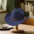 thumbnail image 4 of RUINIXCW Western Cowboy Cowgirl Hat for Women Men Wide Brim Pentagram Leather Belt Fedora Hat Wool Felt Vintage Jazz Hats, 4 of 7