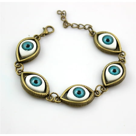 Bracelet evil eye oeil bleu - or