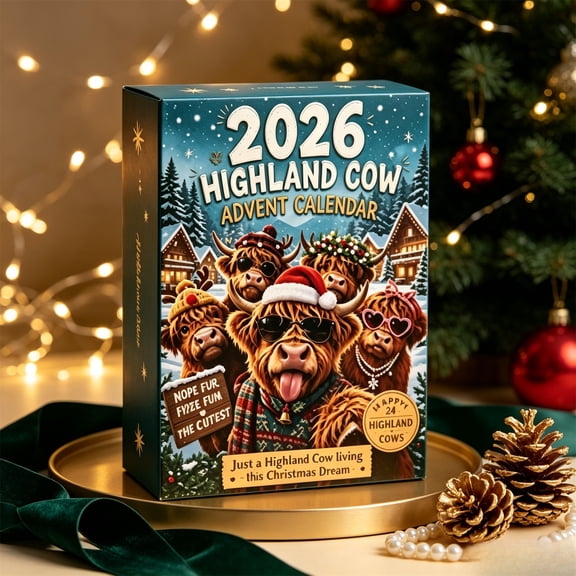 2026 Highland Cow Advent Calendar,Bring New Surprises Every Day, Cozy 24-day Christmas countdown, Christmas Decoration Gifts for Family