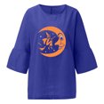 thumbnail image 4 of Nueva camisa de lino con cuello redondo informal de manga tres cuartos con estampado de Halloween Camiseta/camisa de manga corta con cuello redondo Pompotops hfajkhk141296, 4 of 5
