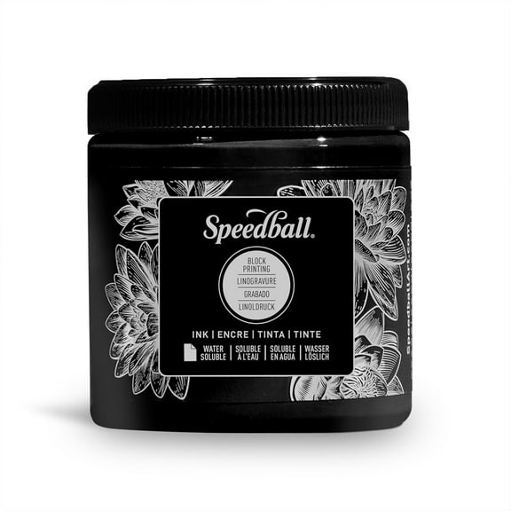 Speedball Block Printing Ink, Water-Based, 8 oz. Jar, Black