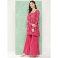 thumbnail image 4 of Janasya Women's Pink Georgette Foil Printed Short Kurta with SHA-ICHrara, 4 of 8