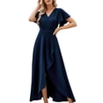 thumbnail image 3 of Women'S Long Formal Dresses Split Elegant V Neck Wrap Ruffle Wedding Guest Dresses S, 3 of 9
