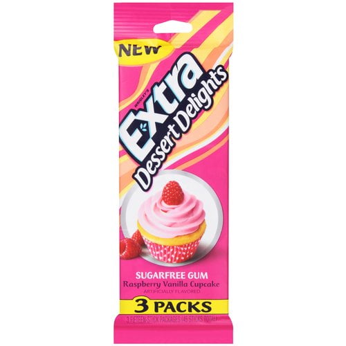 Extra Dessert Delights SugarFree Raspberry Vanilla Cupcake Flavor Gum