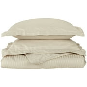Superior Stripe Wrinkle-Free Reversible Duvet Cover Set, Twin XL, Tan