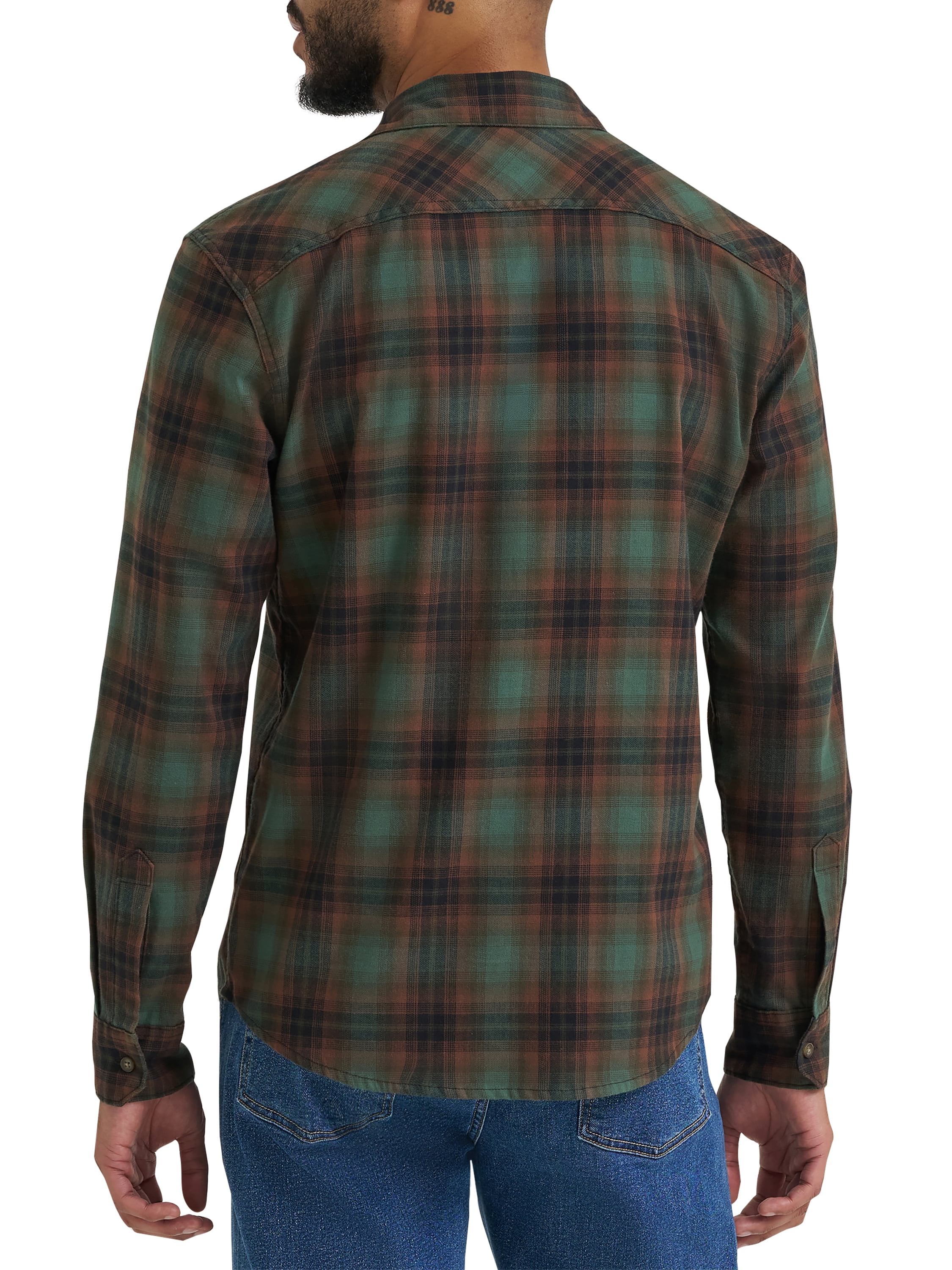 Wrangler® Men's Slim Fit Long Sleeve Woven Twill Shirt with Sunglasses Cleaner, Sizes S-5XL