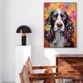 thumbnail image 4 of English Springer Spaniel Dog Flower Canvas Painting Colorfull Canvas Art Prints Bathroom Artwork for Wall Living Room Bedroom Bathroom Wall Art Framed Art Wall Decor 1 inch, 4 of 5