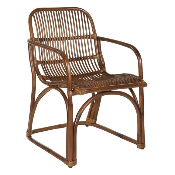 Hastings Chair with Brown Stained Rattan Frame and Sled Base Fully Assembled