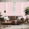 thumbnail image 2 of Ambesonne Animal Window Curtains, Dots Hearts Checkered, Each 28" W x 63" L, Pistachio Green Pink, 2 of 5