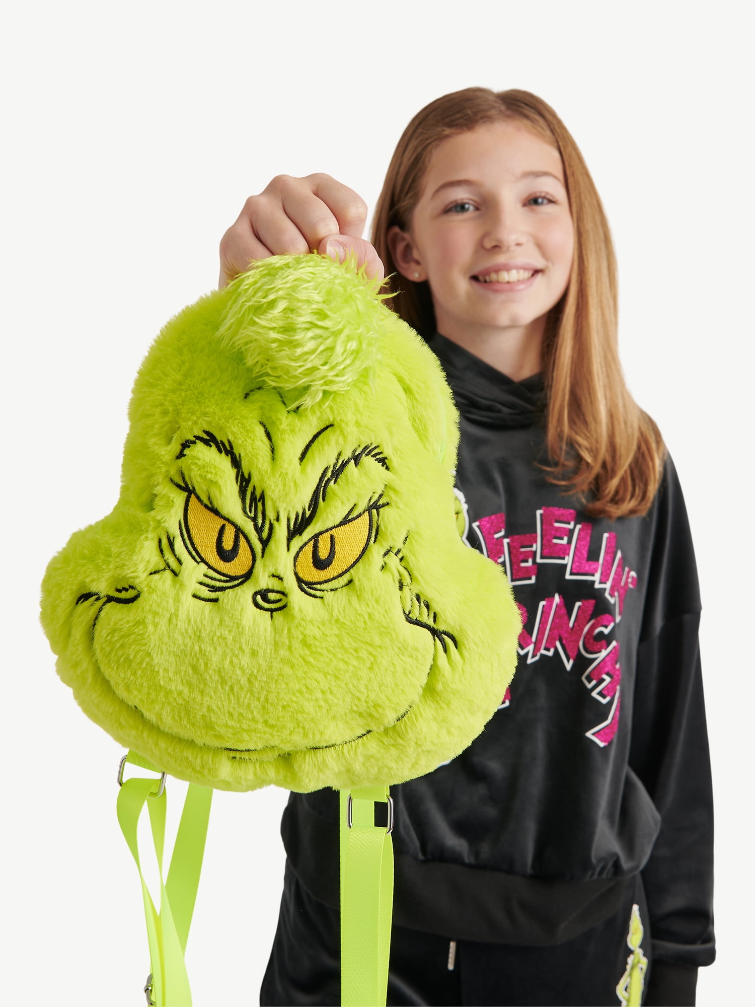 Justice Girls The Grinch Faux Fur Mini Backpack, Green
