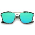 thumbnail image 1 of sunglassLA Unisex Modern Horn Rimmed Colored Mirror Flat Lens Square Sunglasses (Green-Marble-Gold / Green Mirror) - 58mm, 1 of 4