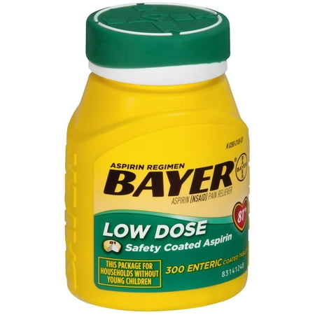 Bayeraby Aspirin Regimen Low Dose Enteric Coated Tablets, 300 CT (Pack of 4)